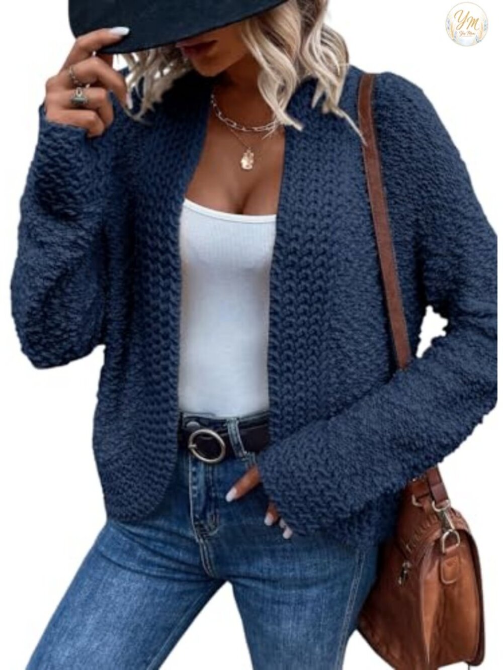Chunky Knit Open Front Cardigan Loose Fit Long Sleeve Sweater Coat